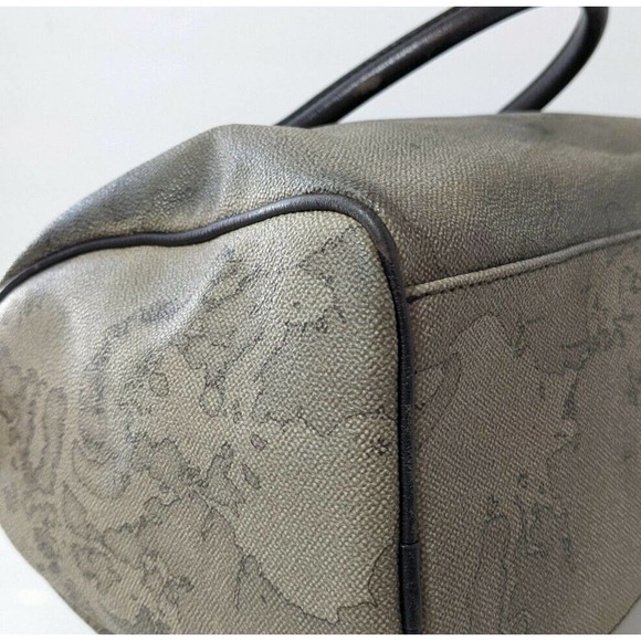 Alviero Martini 1st Classe Italy Map Print Satchel Bag Purse Boston Gray Tortora - Picture 10 of 12